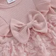 Бебешка боди рокля в розово с дантела и панделка Melanie