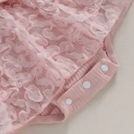 Бебешка боди рокля в розово с дантела и панделка Melanie