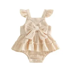 Бебешка боди - рокля с панделка от памук Camel baby
