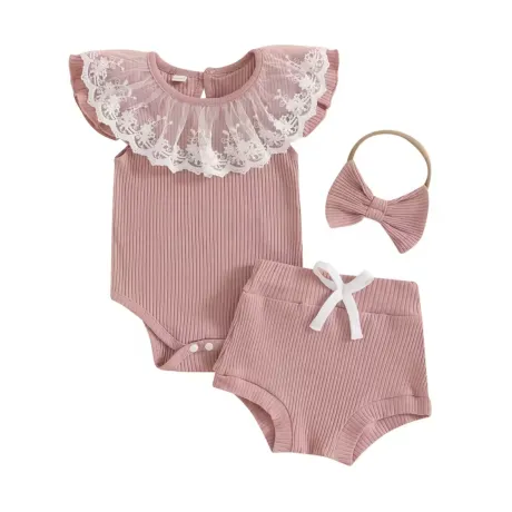 Бебешки Памучен Комплект Dark Pink