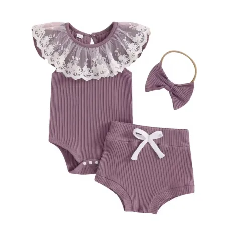 Бебешки Памучен Комплект Dark Purple