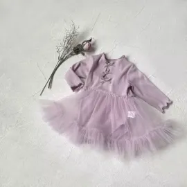 Елегантна Бебешка Боди Рокля  с Тюл и Панделки Елегантна Бебешка Боди Рокля  с Тюл и Панделки