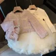 Детски комплект рокля с тюл и сако от букле Rouzi