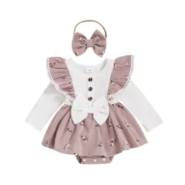 Бебешка Боди Рокля в Бяло и Пепел от Рози Melinda Бебешка Боди Рокля в Бяло и Пепел от Рози Melinda