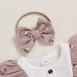 Бебешка Боди Рокля в Бяло и Пепел от Рози Melinda Бебешка Боди Рокля в Бяло и Пепел от Рози Melinda