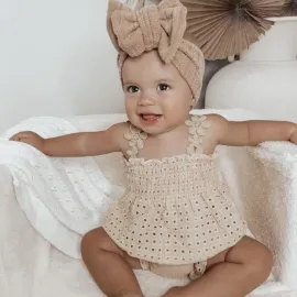 Летен Комплект на Дупки за Момиче Beige Girl